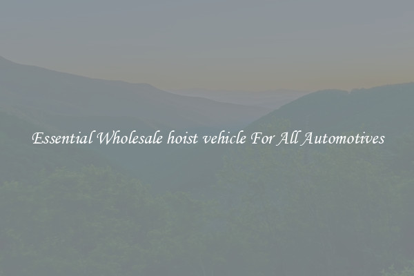 Essential Wholesale hoist vehicle For All Automotives